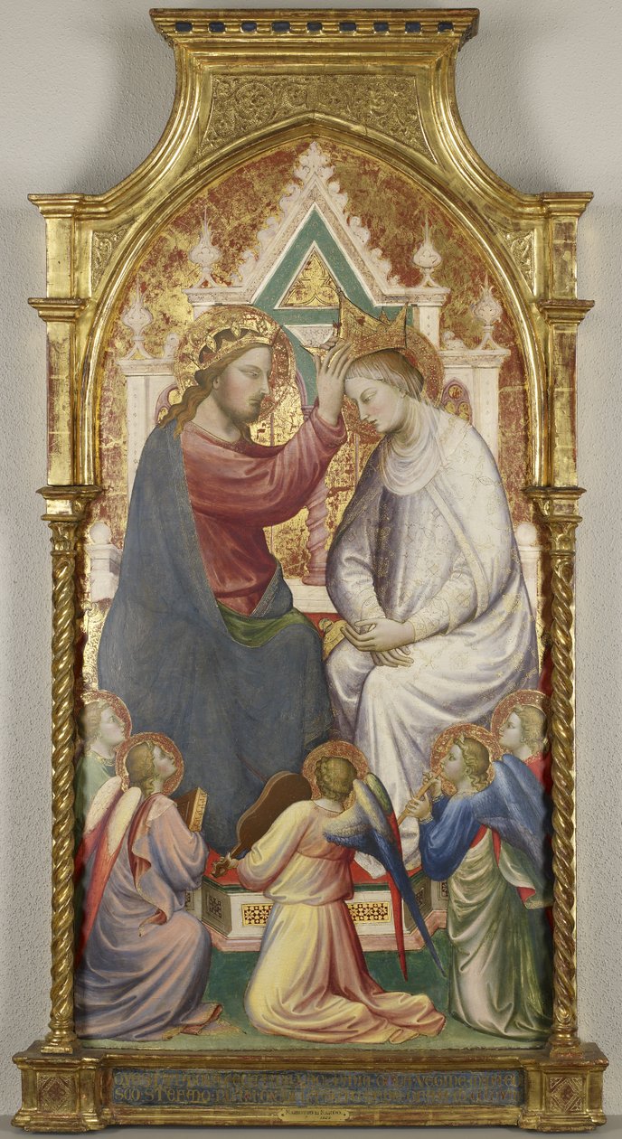 The Coronation of the Virgin med fem musikkskapende engler, 1408 (tempera på poppelpanel) av Mariotto di Nardo