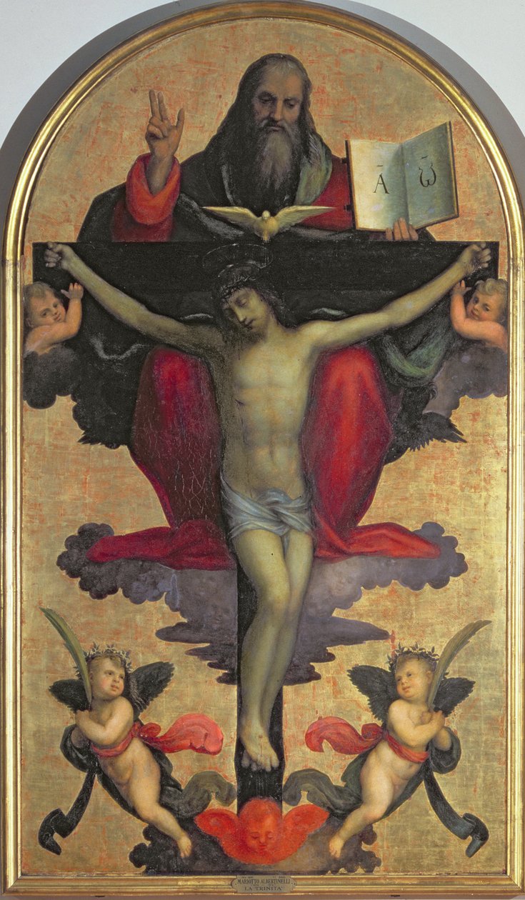 Den hellige treenighet (tempera på panel) av Mariotto Albertinelli
