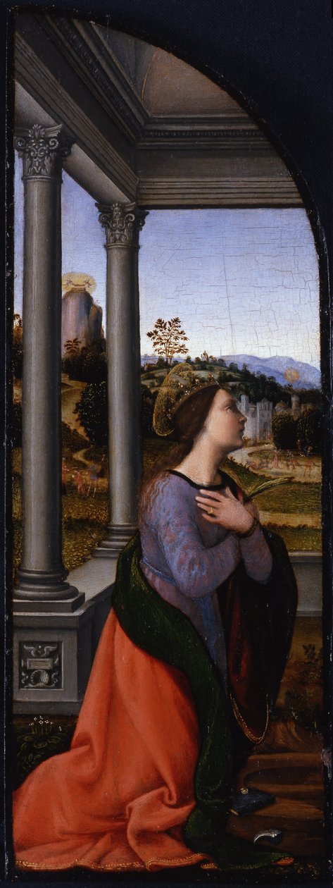Triptych, venstre panel: Saint Catherine of Alexandria, 1500 av Mariotto Albertinelli