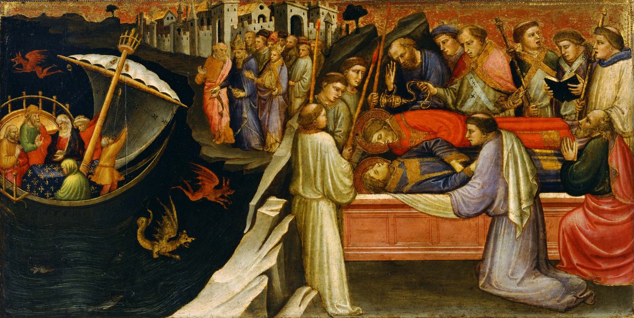 Predella-panel som representerer scener fra legenden om Saint Stephen, 1408 av Mariotto di Nardo
