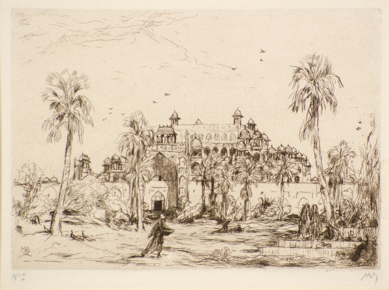 Uten tittel [Palace in North Africa] (etsing) av Marius Alexander Jacques Bauer
