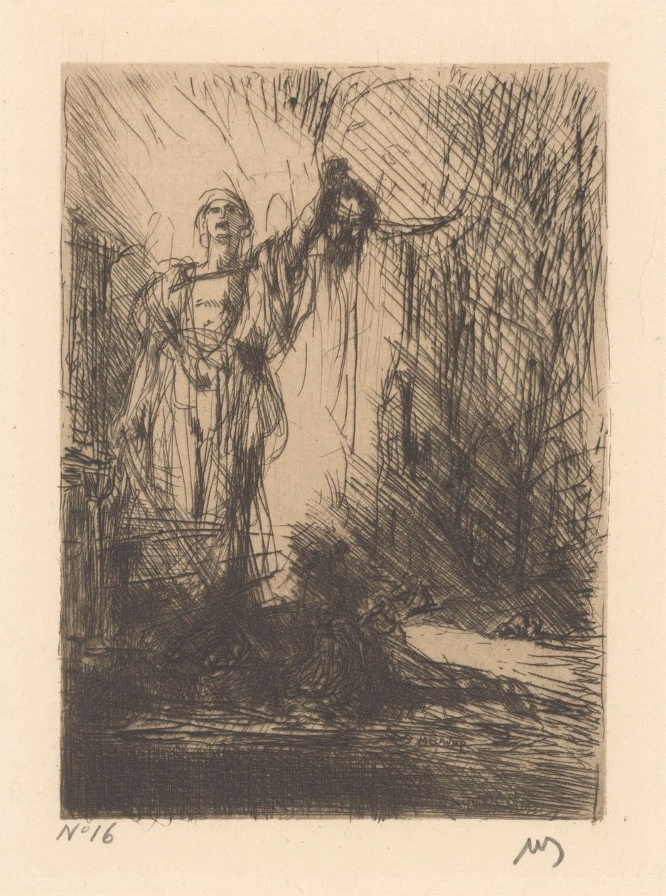 Bøddel med avkuttet hode av Marius Bauer (signed by artist)