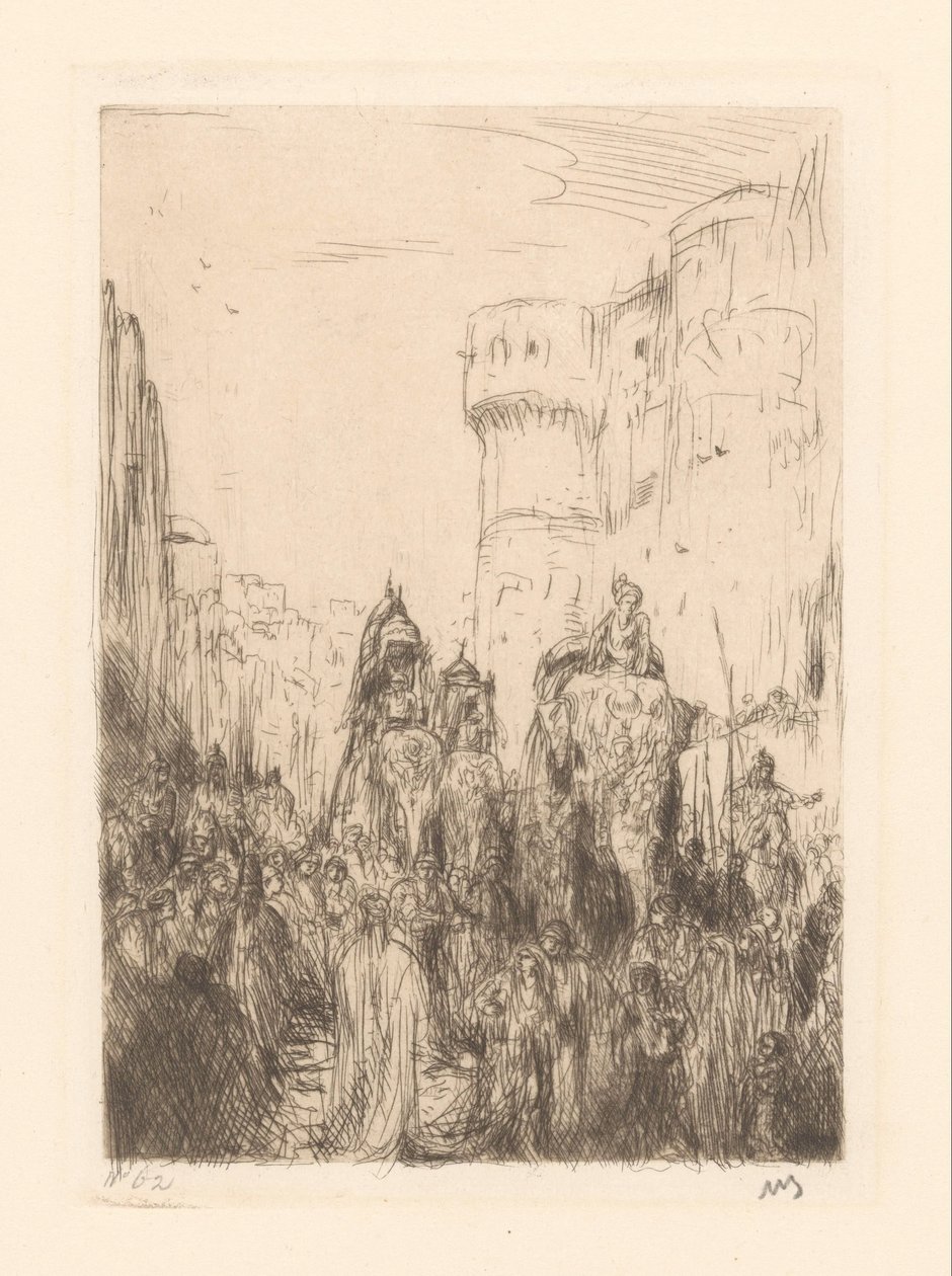 Parade med elefanter av Marius Bauer (signed by artist)