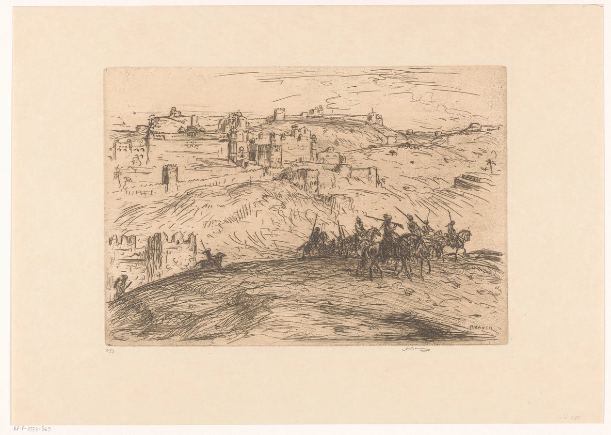 Ryttere på en bakke av Marius Bauer (signed by artist)