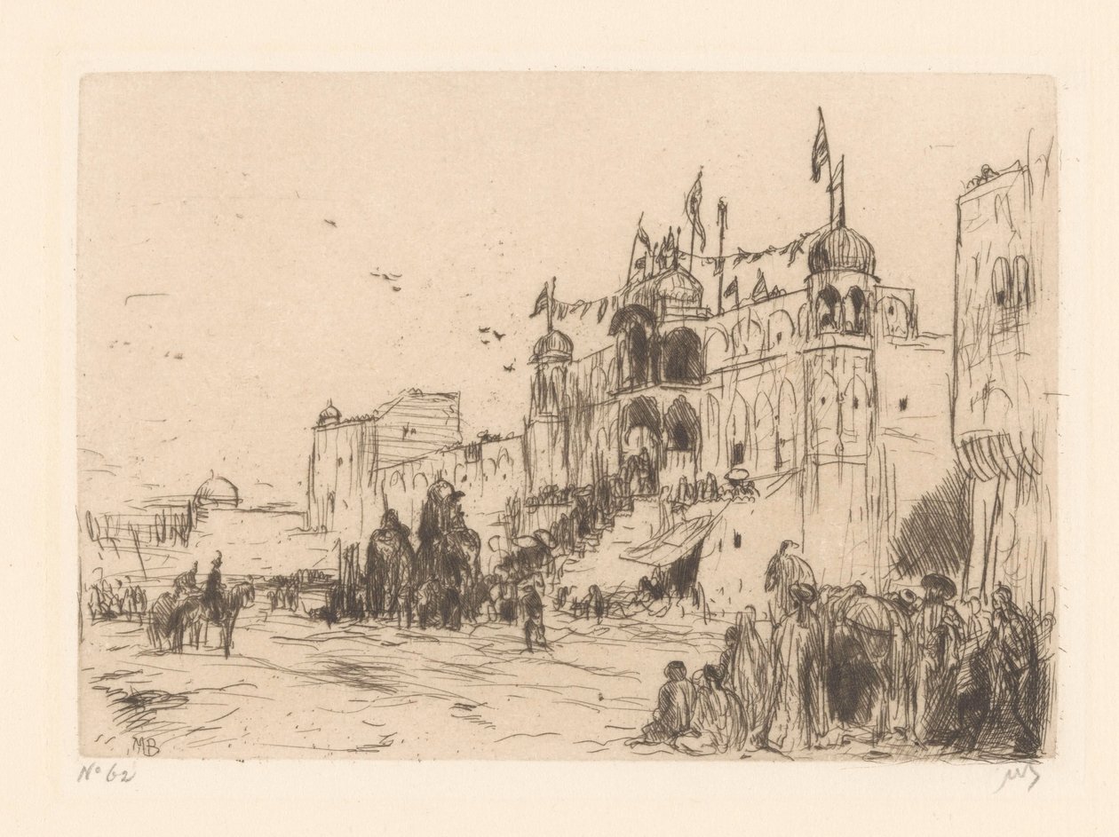 Gate i Jeypore av Marius Bauer (signed by artist)