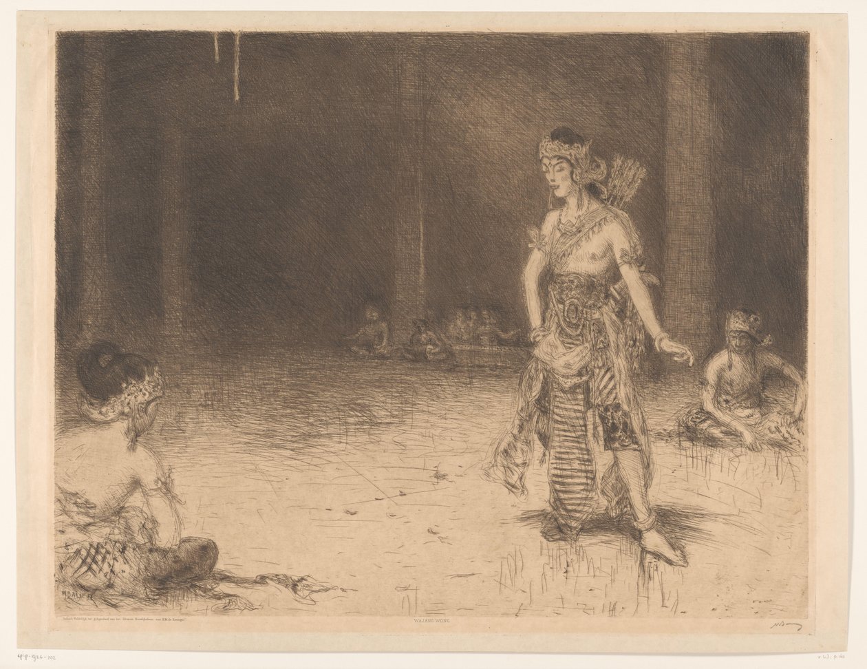 Wayang Wong (original tittel på objekt) Indisk hyllest i anledning sølvbryllupet til HM the Queen (original serietittel på objekt) av Marius Bauer (signed by artist)