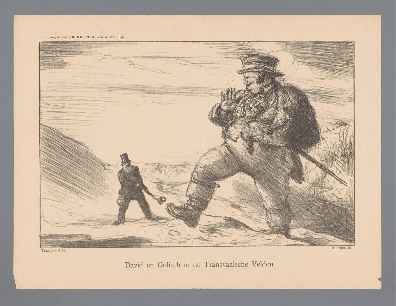 David og Goliat i Transvaalsche Velden (tittel på objekt) av Marius Bauer