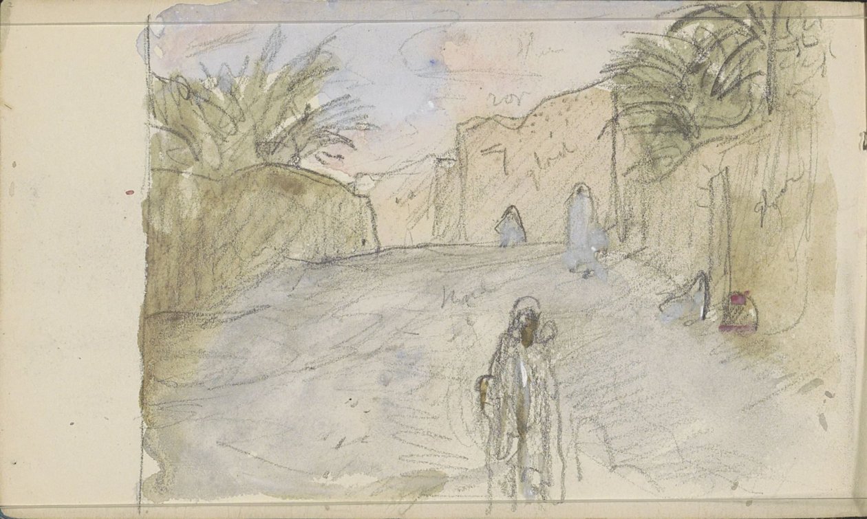 Gate med figurer i Biskra av Marius Bauer