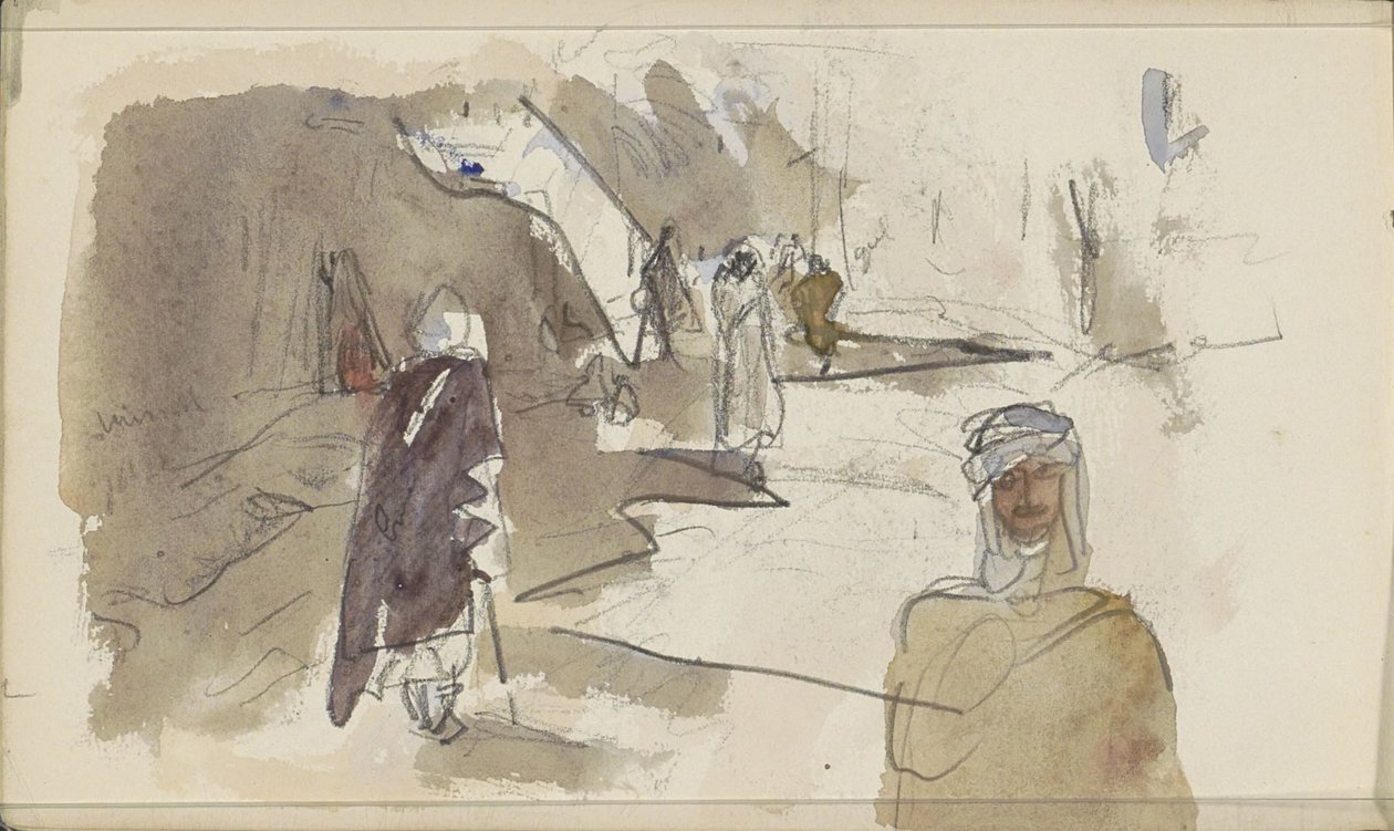 Gate med figurer i Biskra av Marius Bauer