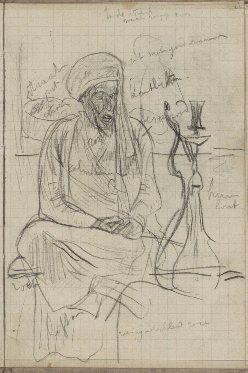 Sittende mann med vannpipe av Marius Bauer