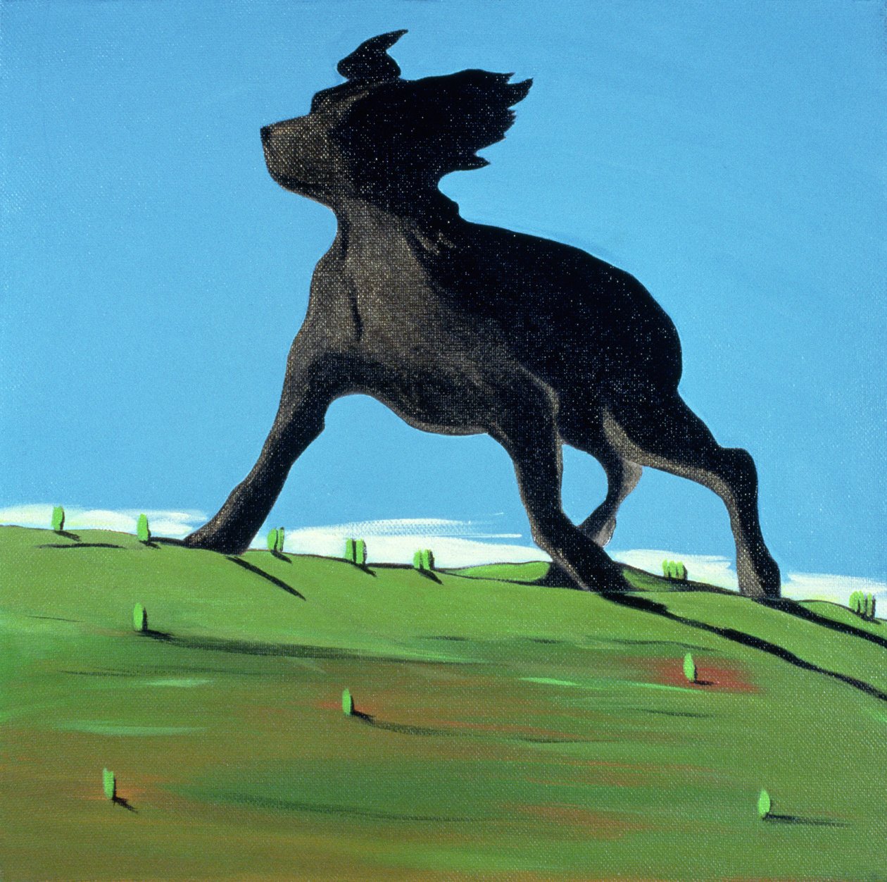 Amazing Black Dog, 2000 (akryl på lerret) av Marjorie Weiss