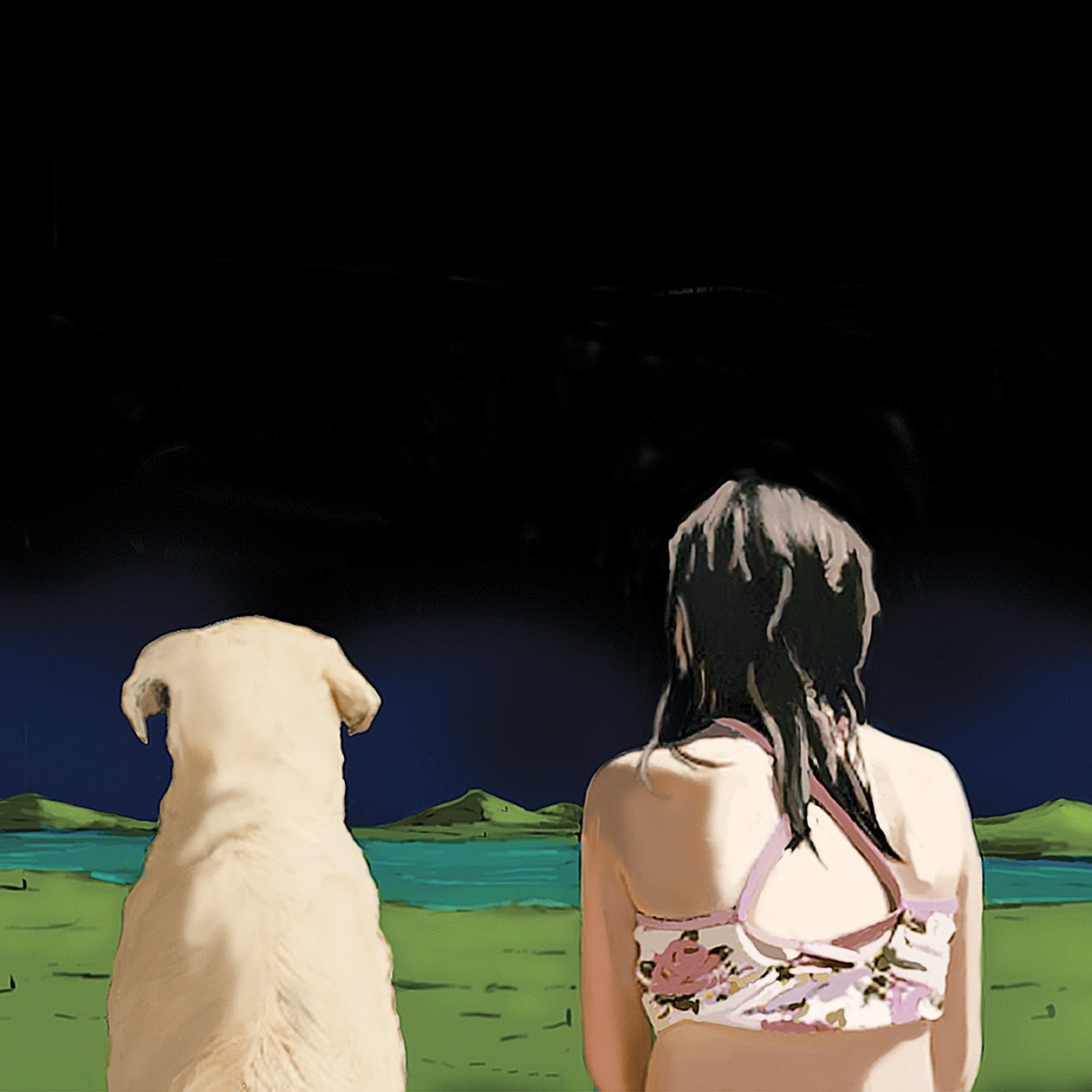 Girl and Yellow Lab, 2008 (akryl på lerret) av Marjorie Weiss