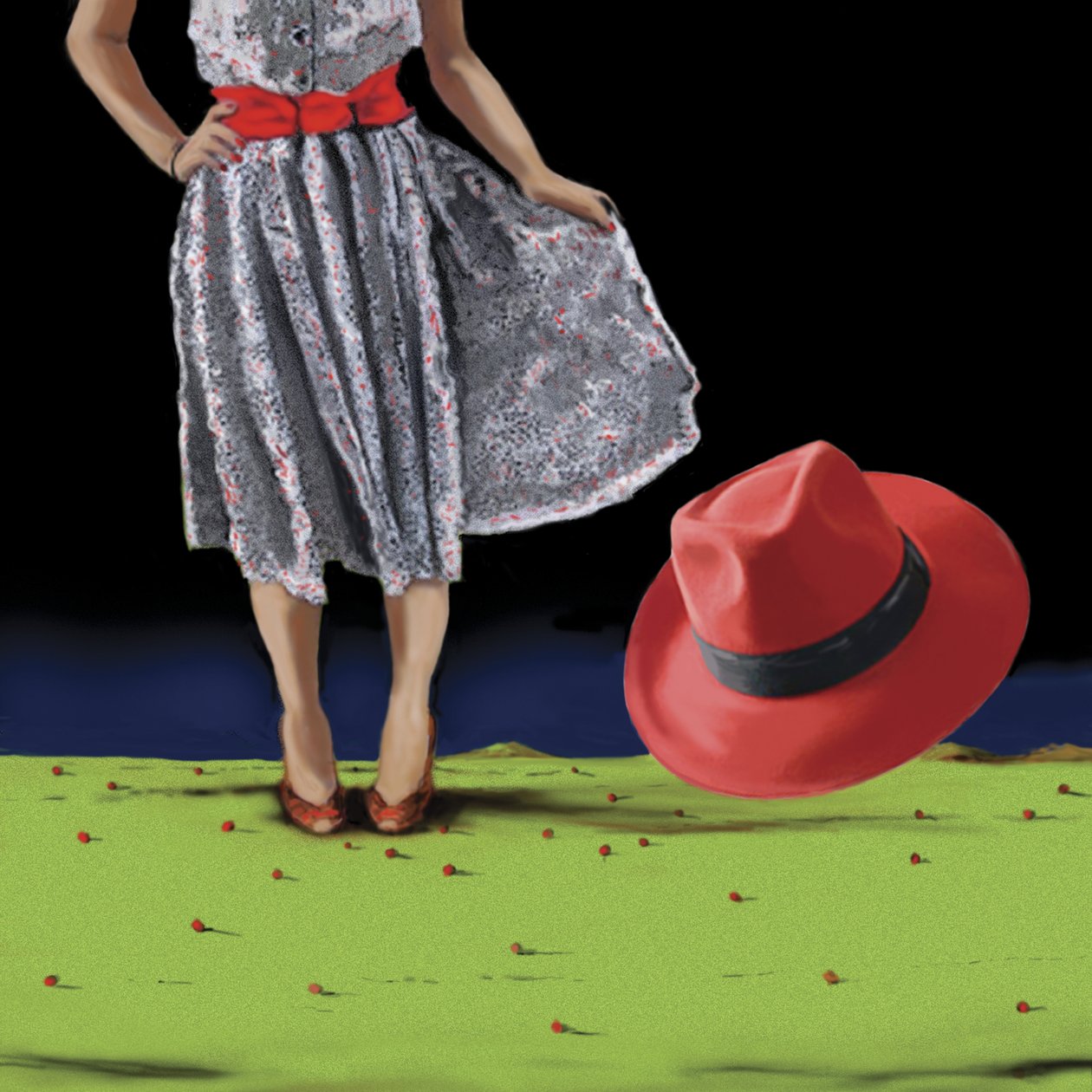 The Red Hat, 2008 (akryl på lerret) av Marjorie Weiss