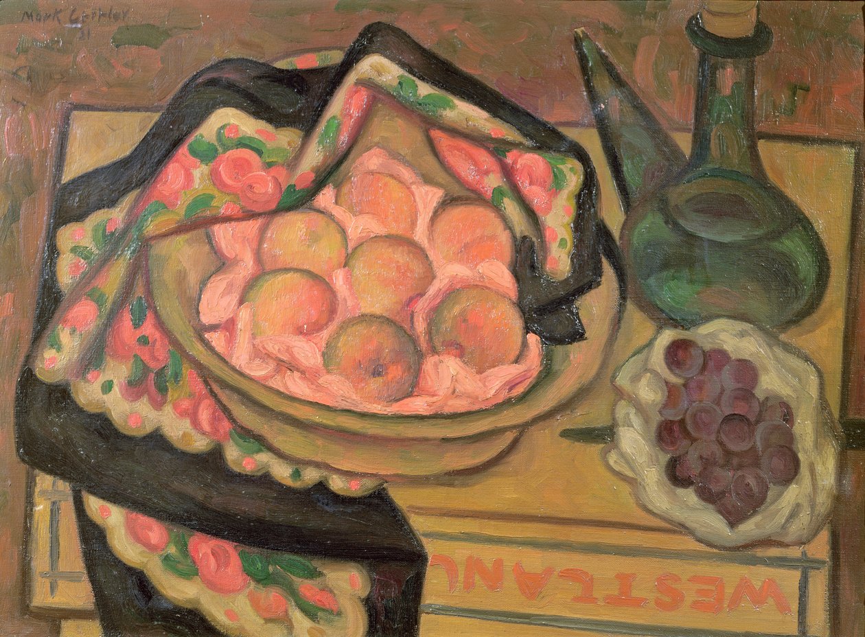 Peaches and a Green Bottle, 1931 av Mark Gertler