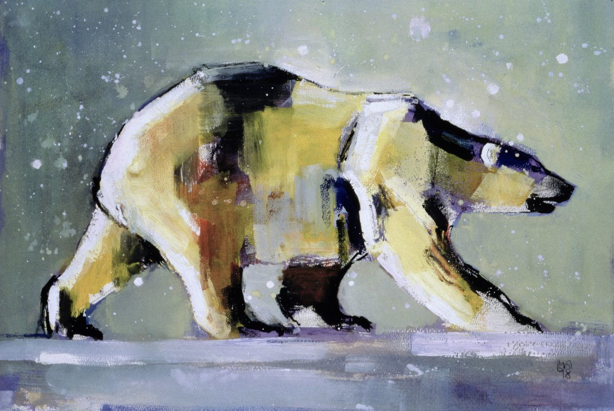 Ice Bear, 1998 (blandet media på papir) av Mark Adlington