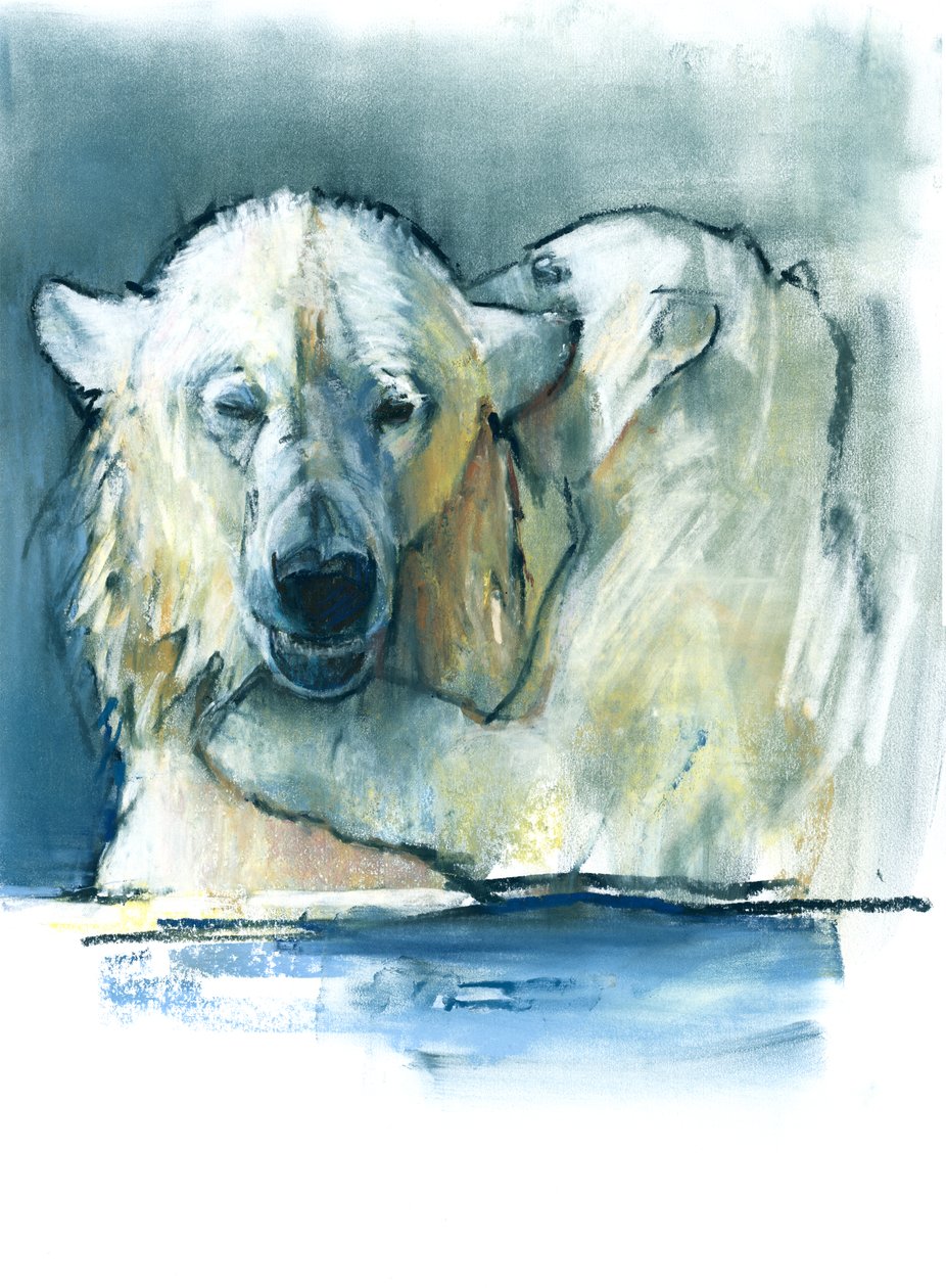 Mor, 2016, (inneholder og pastell på papir) av Mark Adlington