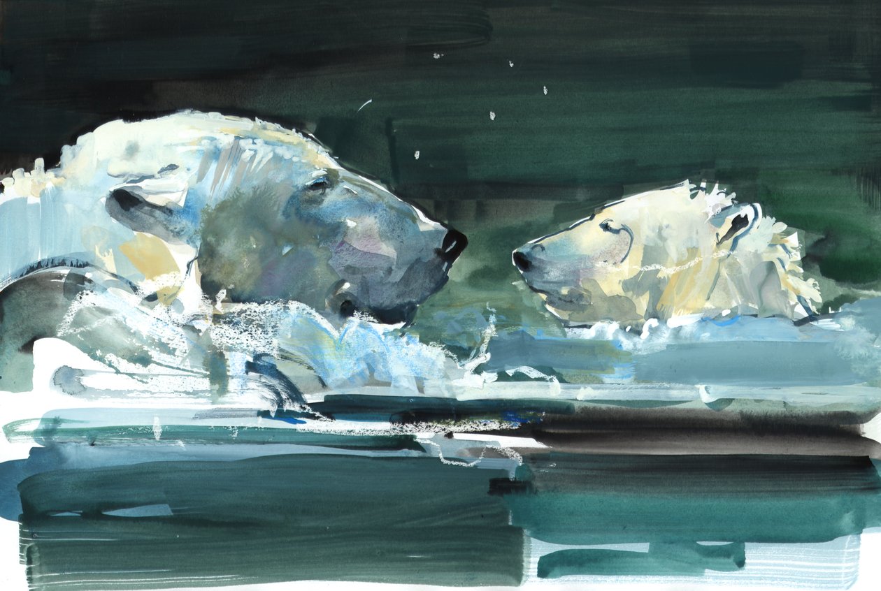 Nose to Nose, 2016, (akvarell på papir) av Mark Adlington