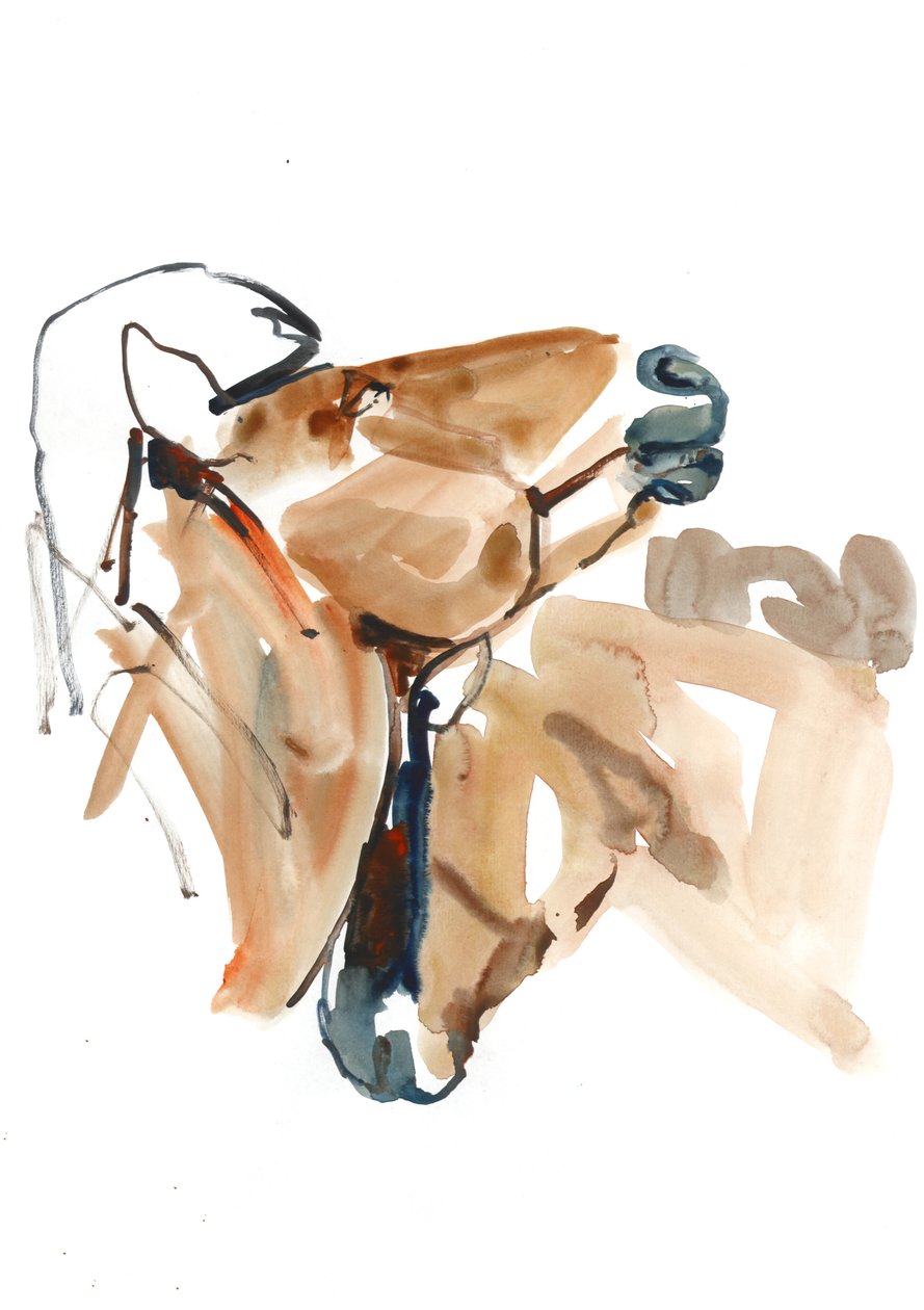 Nuzzle (Przewalski), 2013 (sennelier blekk, akvarell og gouache) av Mark Adlington