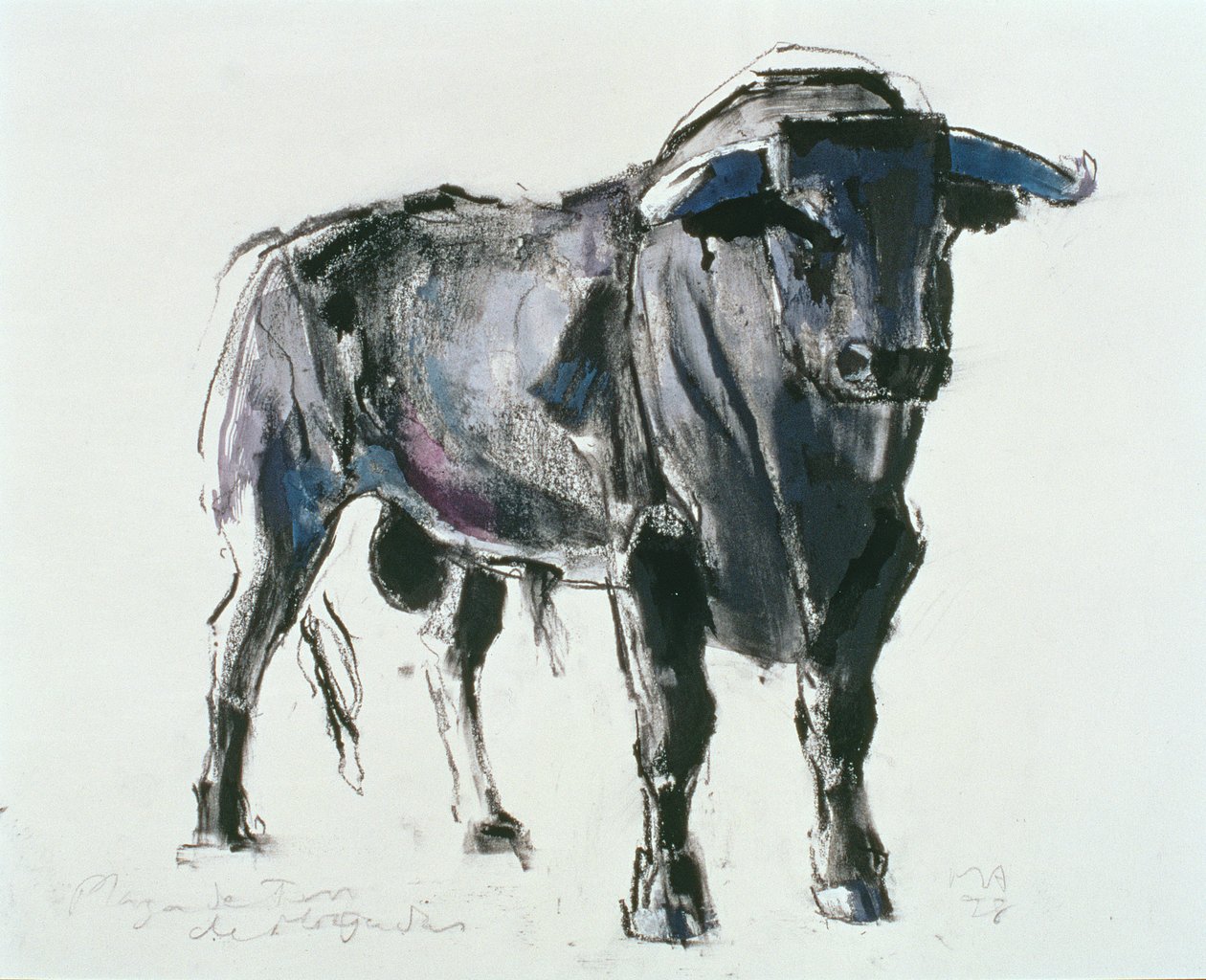 Plaza de Toros de Miajadas, 1998 (blandet media på papir) av Mark Adlington