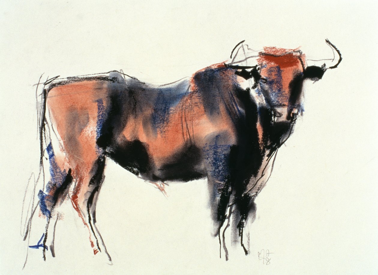 Red Bull, 1998 (grafitt, conte og kull på papir) av Mark Adlington