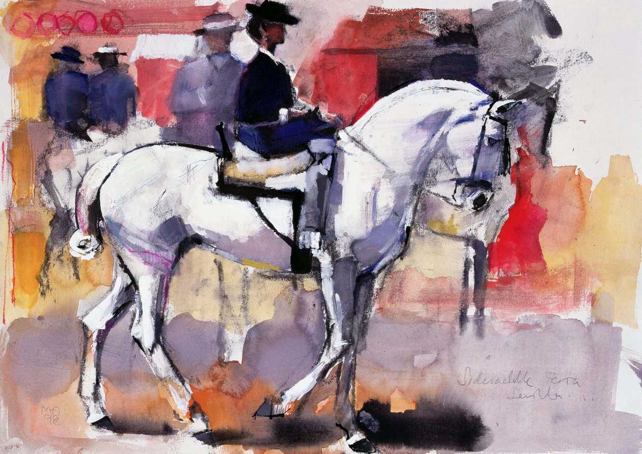 Sidesadel på Feria de Sevilla, 1998 (blandet media på papir) av Mark Adlington