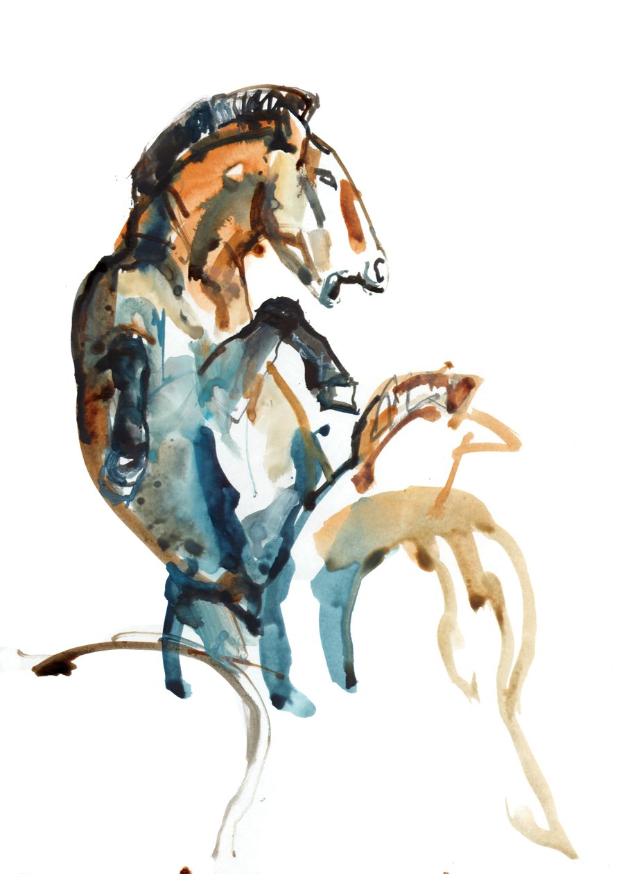 Spirit (Przewalski), 2013 (sennelier blekk, gouache og akvarell) av Mark Adlington