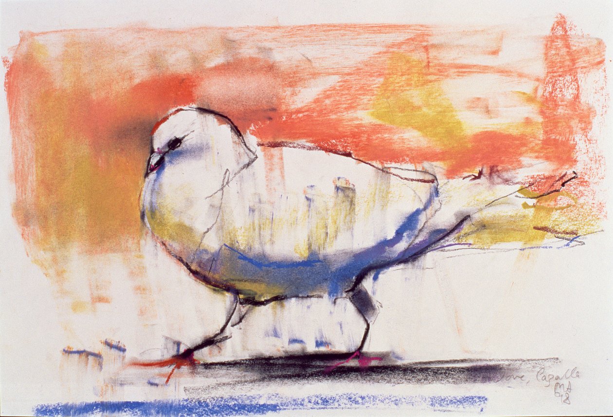 Walking Dove, Trasierra, 1998 (conte og kull på papir) av Mark Adlington