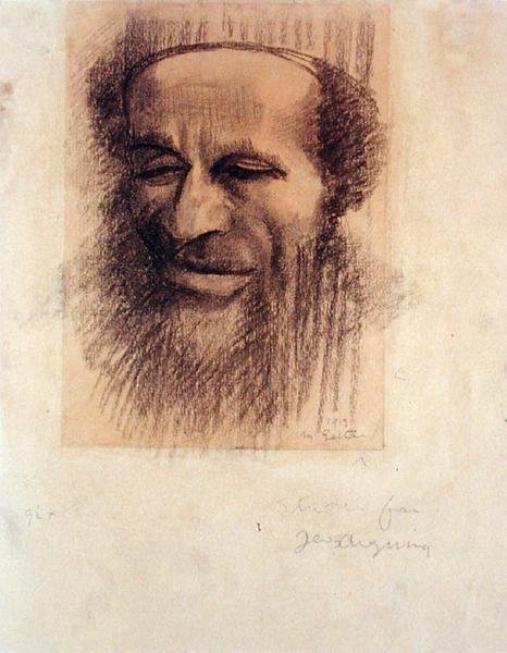 Head of a Rabbi, ca. 1910 (kritt på brunpapir) av Mark Gertler