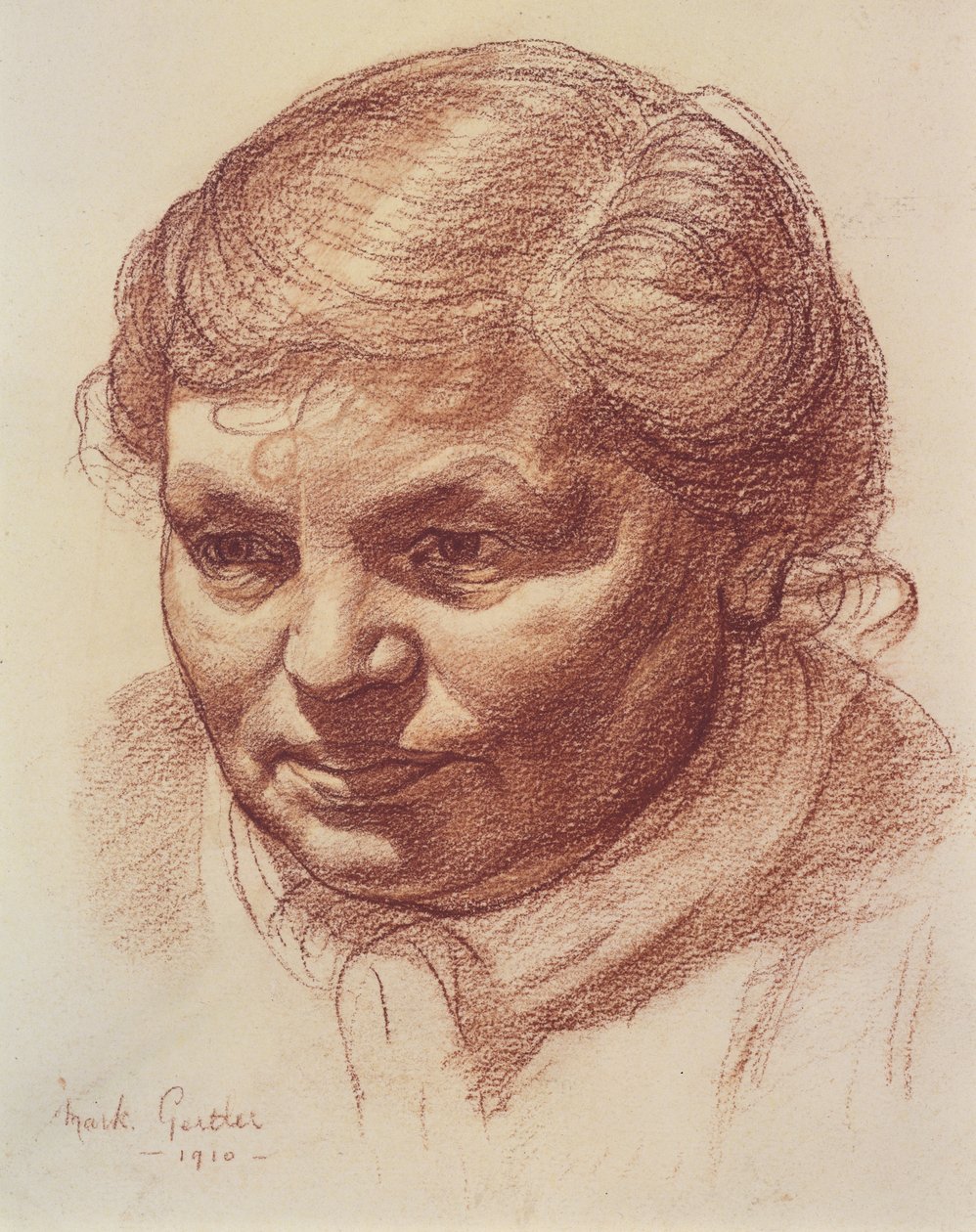 Leder for kunstnerens mor, 1910 (sangvinsk på papir) av Mark Gertler