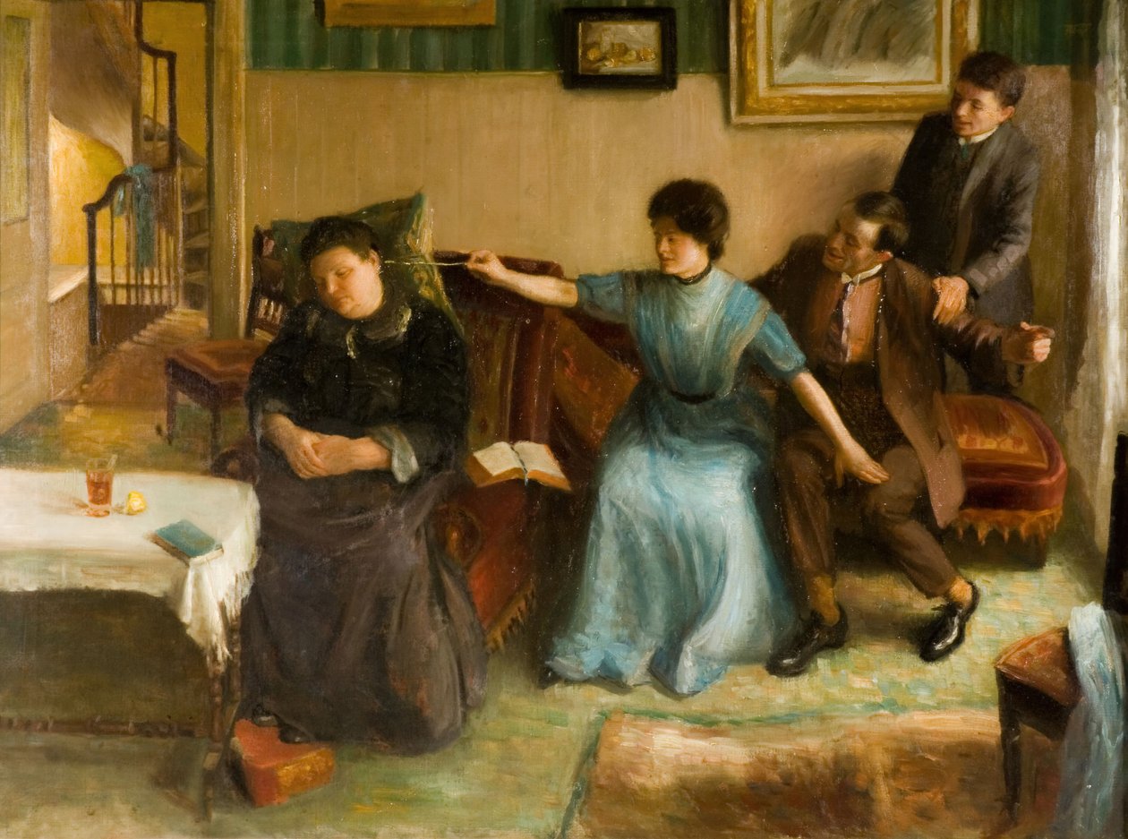 Portrett av kunstnerens familie, en leken scene, 1910-1911. av Mark Gertler