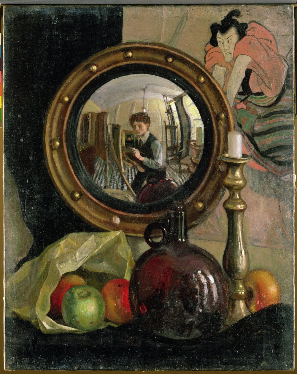 Stilleben med selvportrett (olje på lerret) av Mark Gertler
