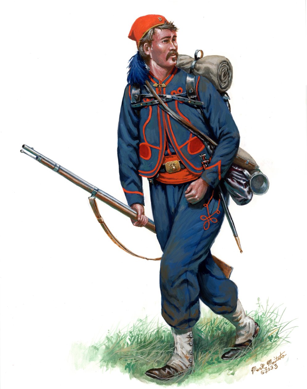 9. New York Hawkins Zouave 1862, 2023 (akrylgouache på Bristol) av Mark Maritato