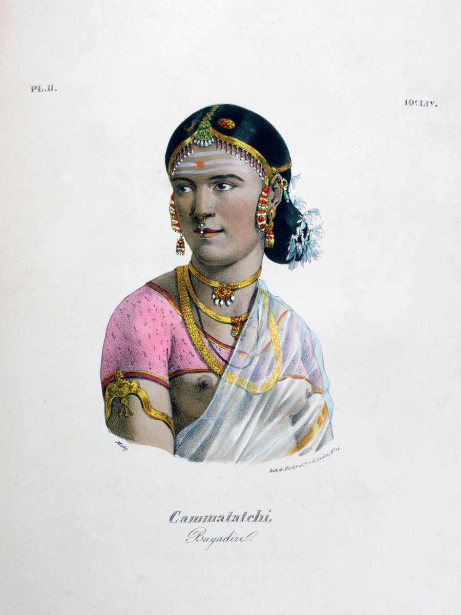 Kvinnelig danser bayadere, 1828 av Marlet et Cie