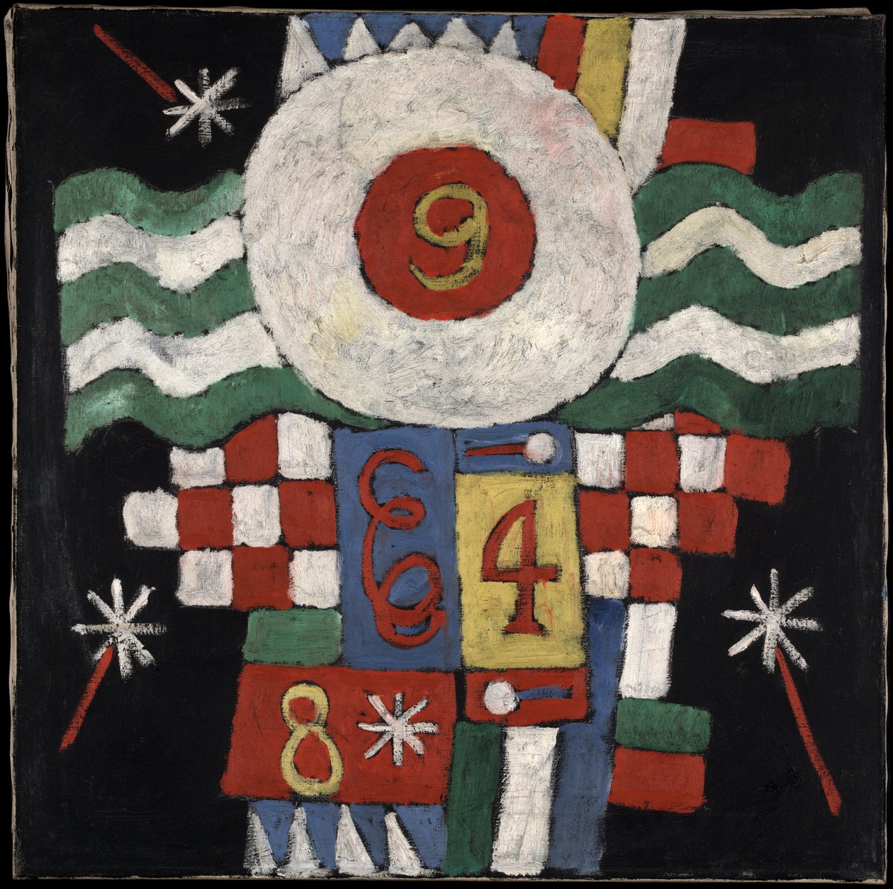 Samling av tall, design og bokstaver sett av meg ved begynnelsen av krigen i Berlin av Marsden Hartley