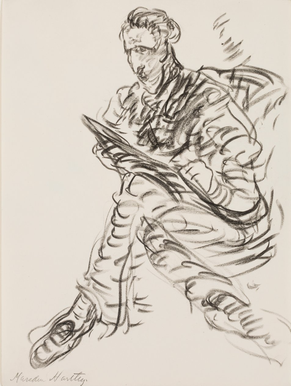 Selvportrett som tegner, ca. 1908 (litografisk fargestift på papir) av Marsden Hartley