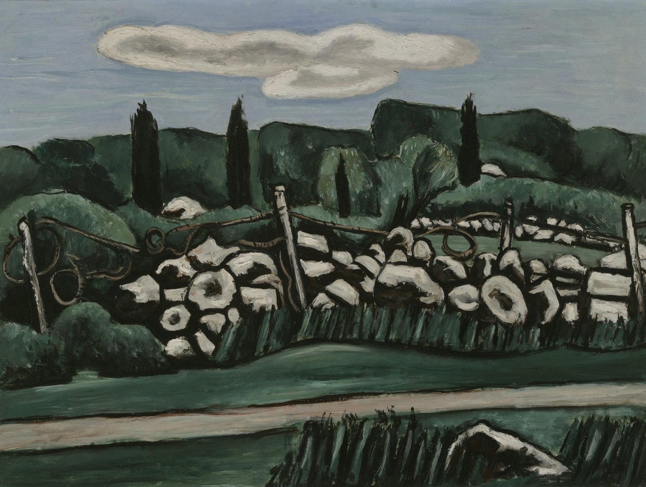 The Last Stone Walls, Dogtown, ca. 1936-37 (olje på akademitavle) av Marsden Hartley