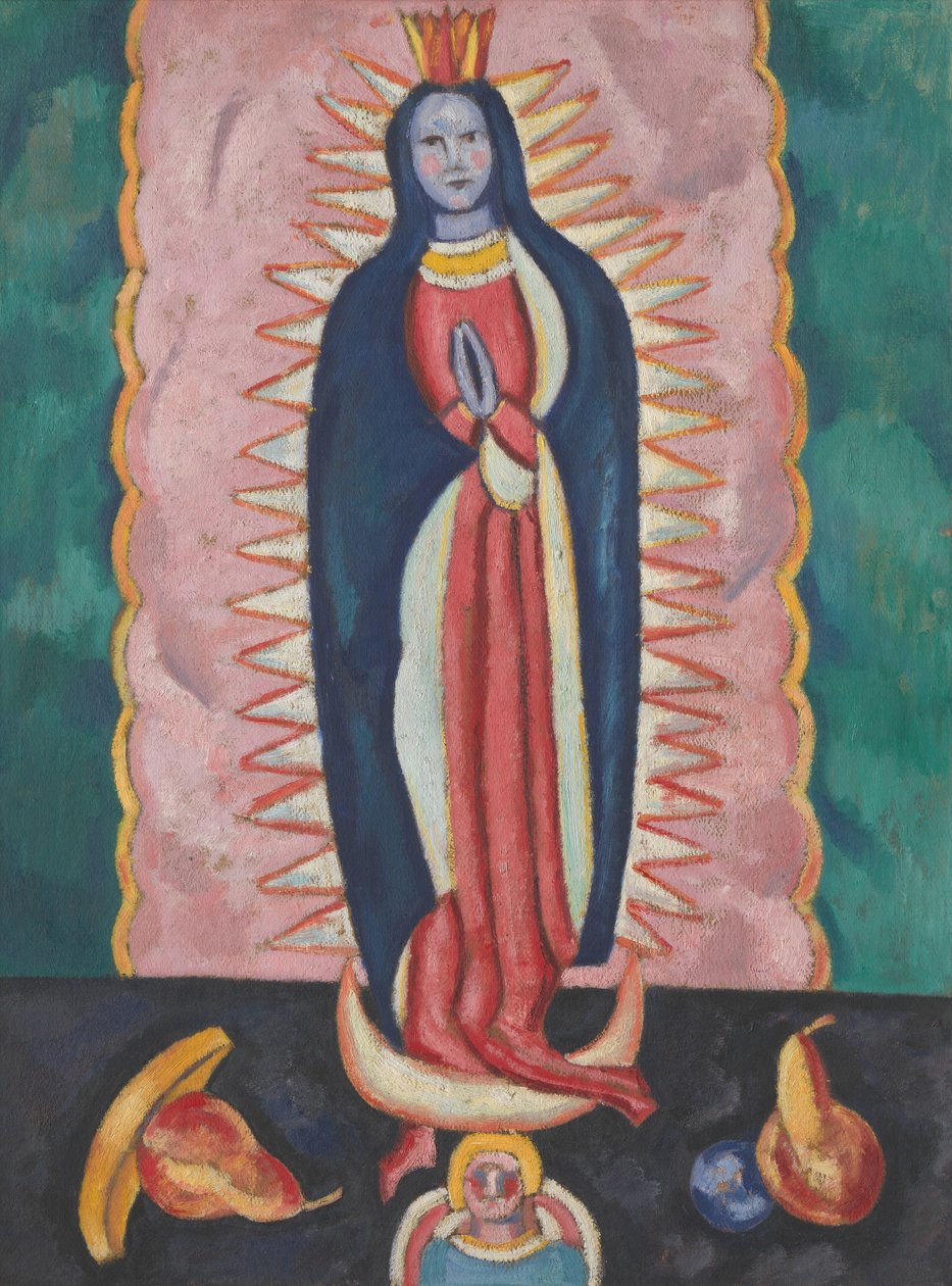 Jomfruen av Guadalupe, ca. 1918-19 (olje og kull på papp) av Marsden Hartley