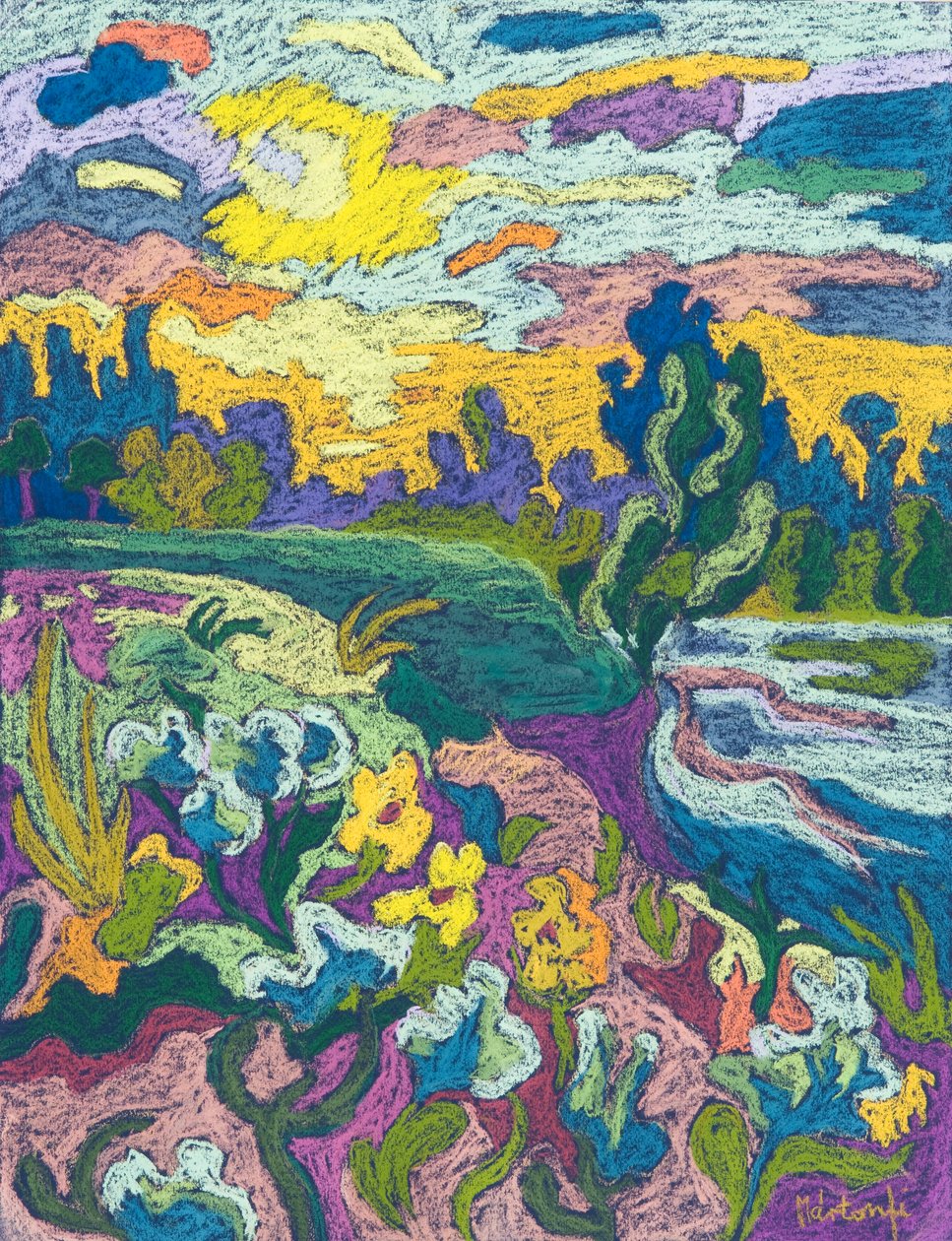 Blooming River Bank, 2009 (pastell på papir) av Marta Martonfi Benke