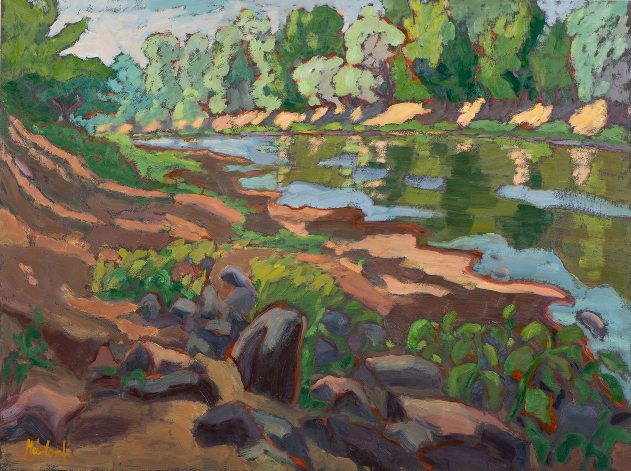 On the Shady Side of River Koros (2012) olje om bord av Marta Martonfi Benke