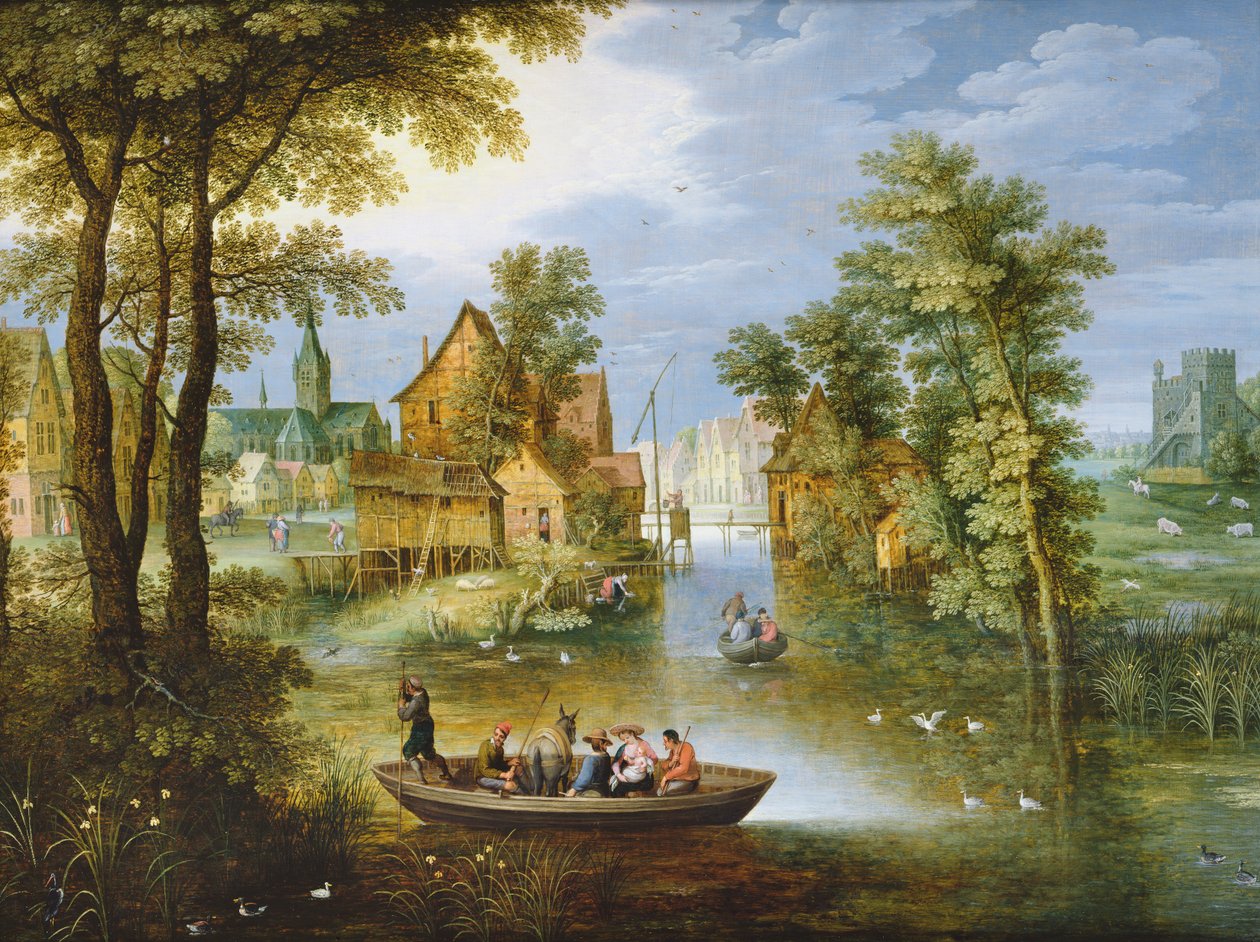 Et elvelandskap med Flight into Egypt av Marten Ryckaert