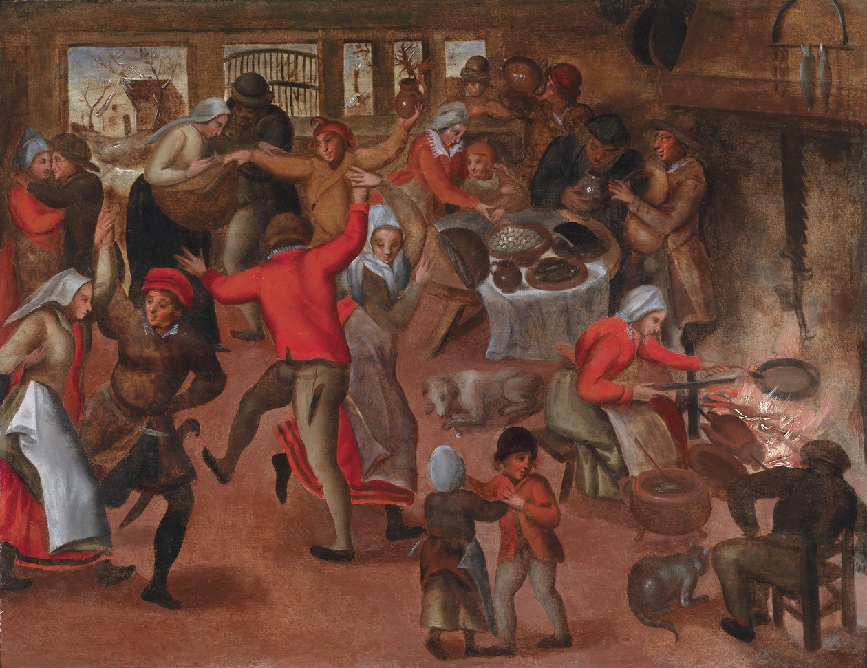 Bondedans i en taverna av Marten van Cleve