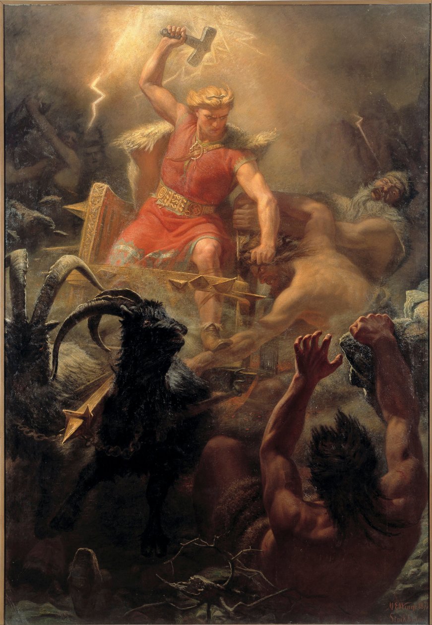 Le combat de Thor (Tor) avec les Geants - Thors kamp med kjempene - Winge, Marten Eskil (1825-1896) - 1872 - Olje på lerret - 484x333 - Nationalmuseum Stockholm av Mårten Eskil Winge