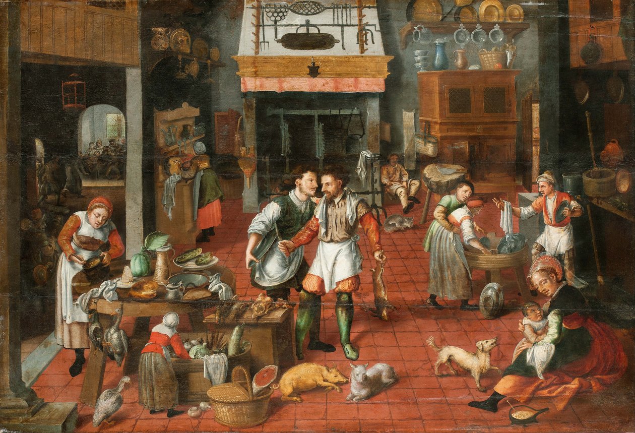 Kjøkkeninnredning, ca. 1565. av Marten van Cleve the Elder