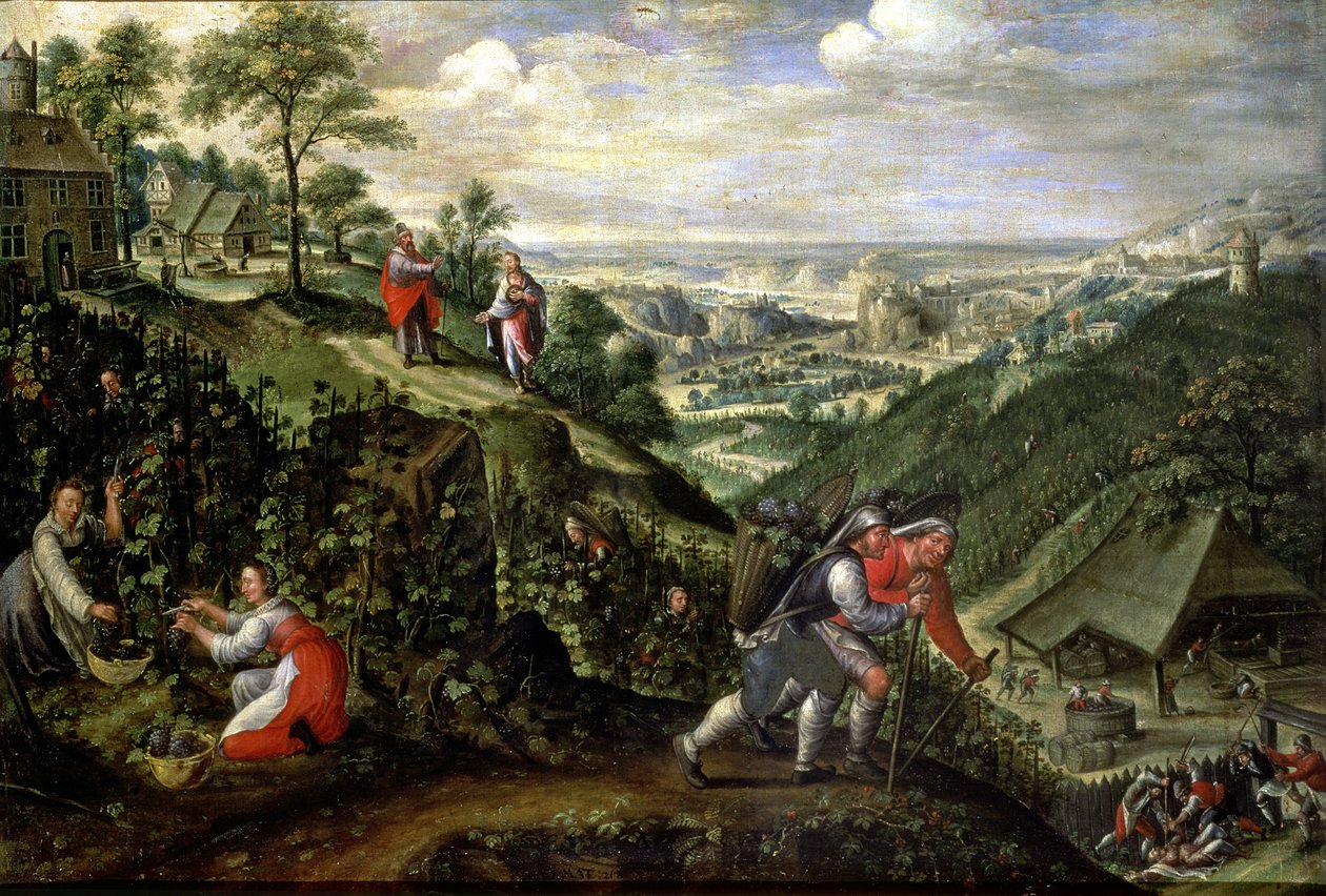 Oktober: Parable of the Bad Vintners, ca. 1580-90 (olje på lerret) av Marten van Valckenborch