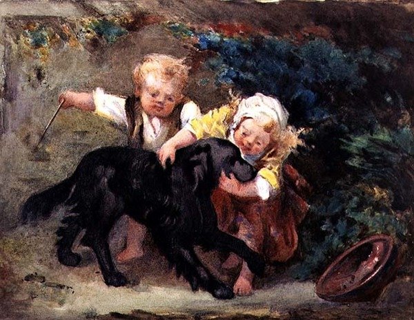 The Happy Trio (akvarell på papir) av Martha Darley Mutrie