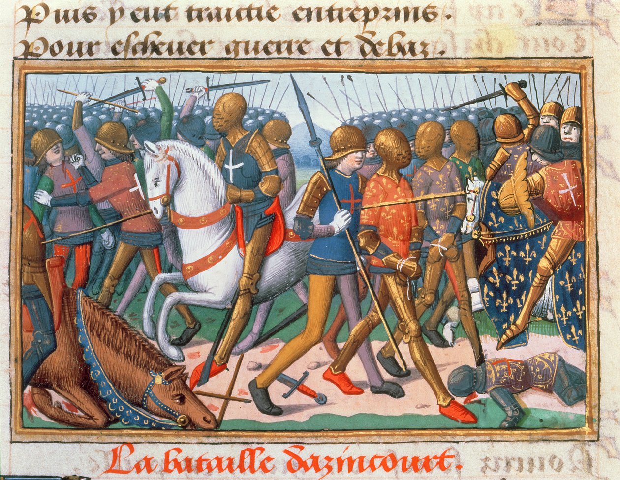 Fr 5054 f.11 Slaget ved Agincourt, 1415, fra Charles VIIs Vigil, ca. 1484 av Martial de Paris