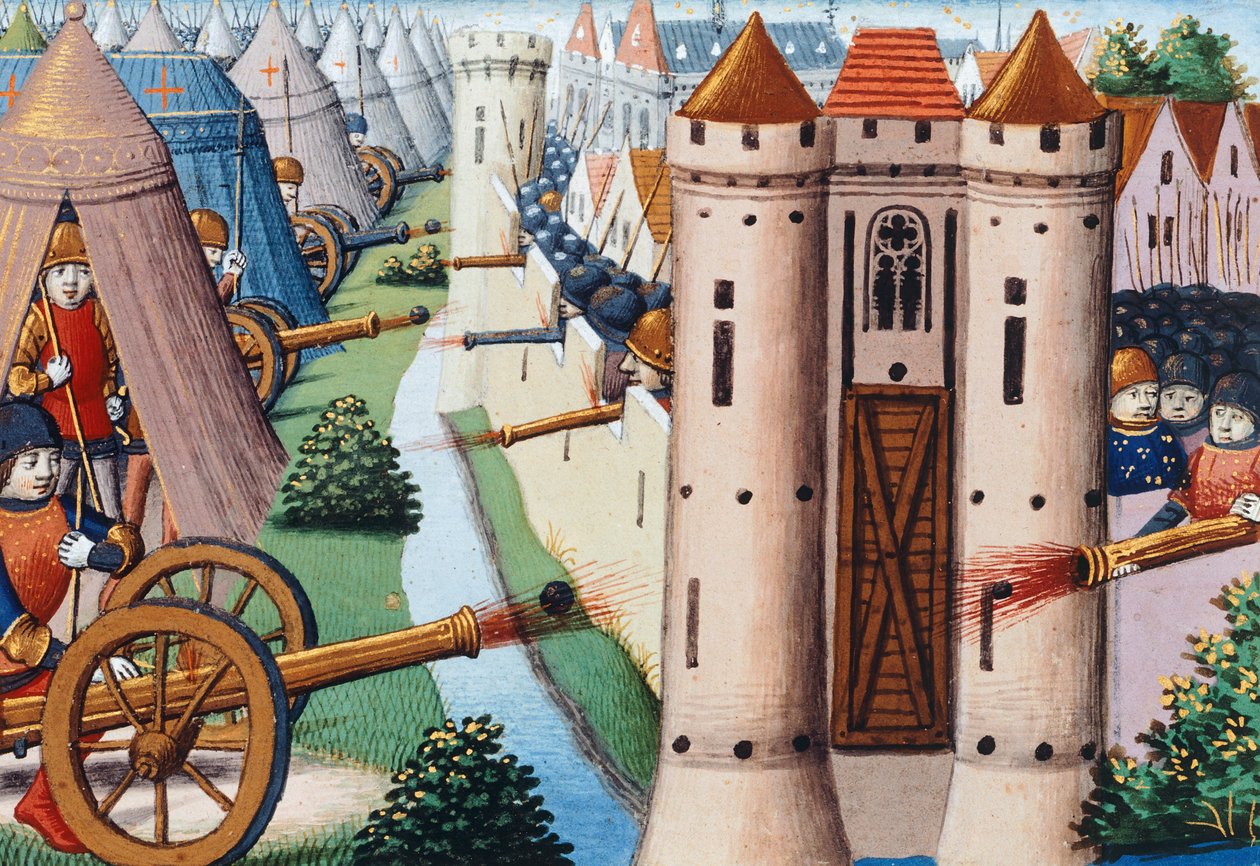 Beleiringen av Rouen (juli 1418-januar 1419) 1484, folio 19v, Vigiles de Charles VII av Martial de Paris (fl.15th century)