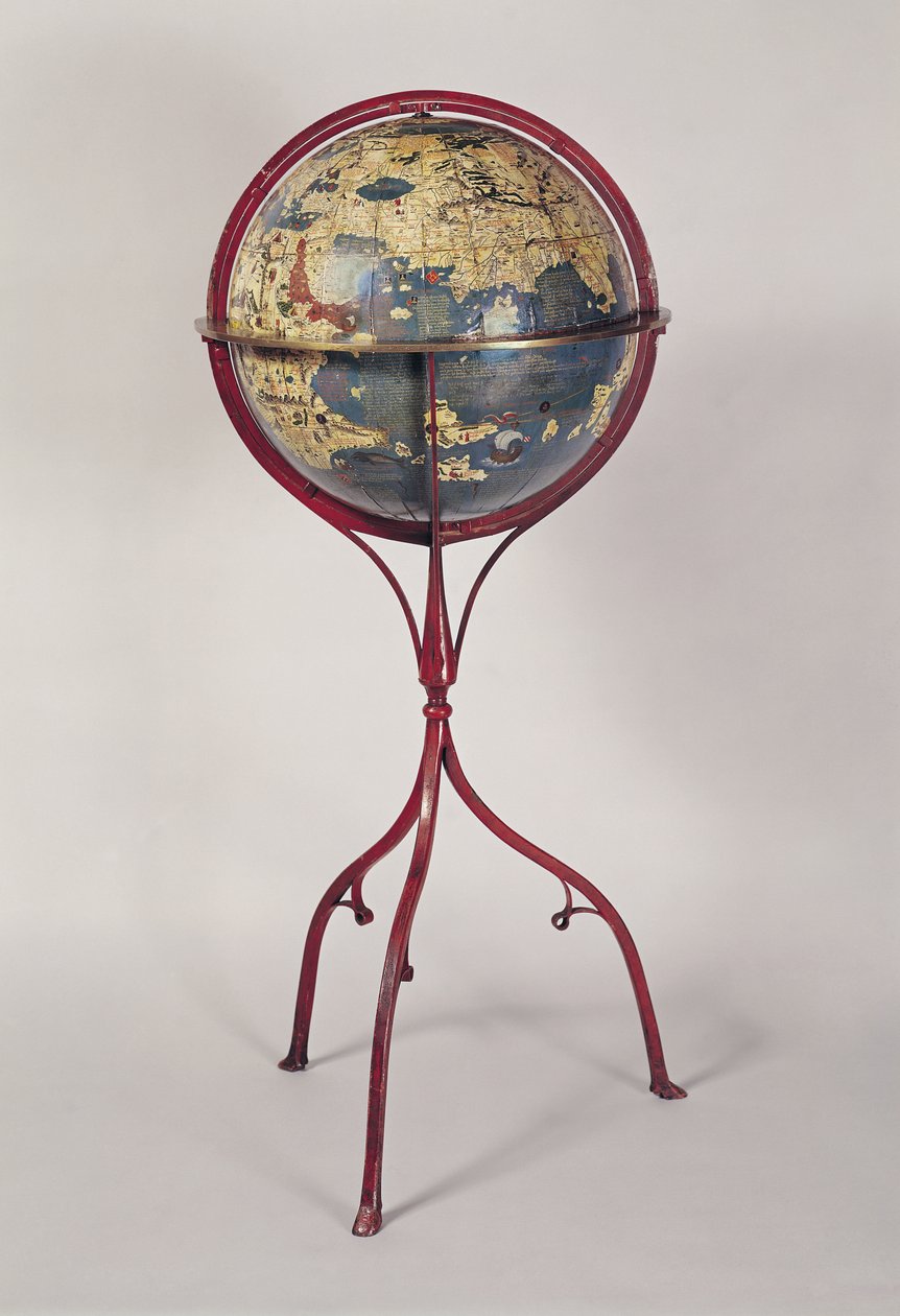 Terrestrial Globe, som viser Det indiske hav, laget i Nürnberg, 1492 (se også 158163, 158167) av Martin Behaim
