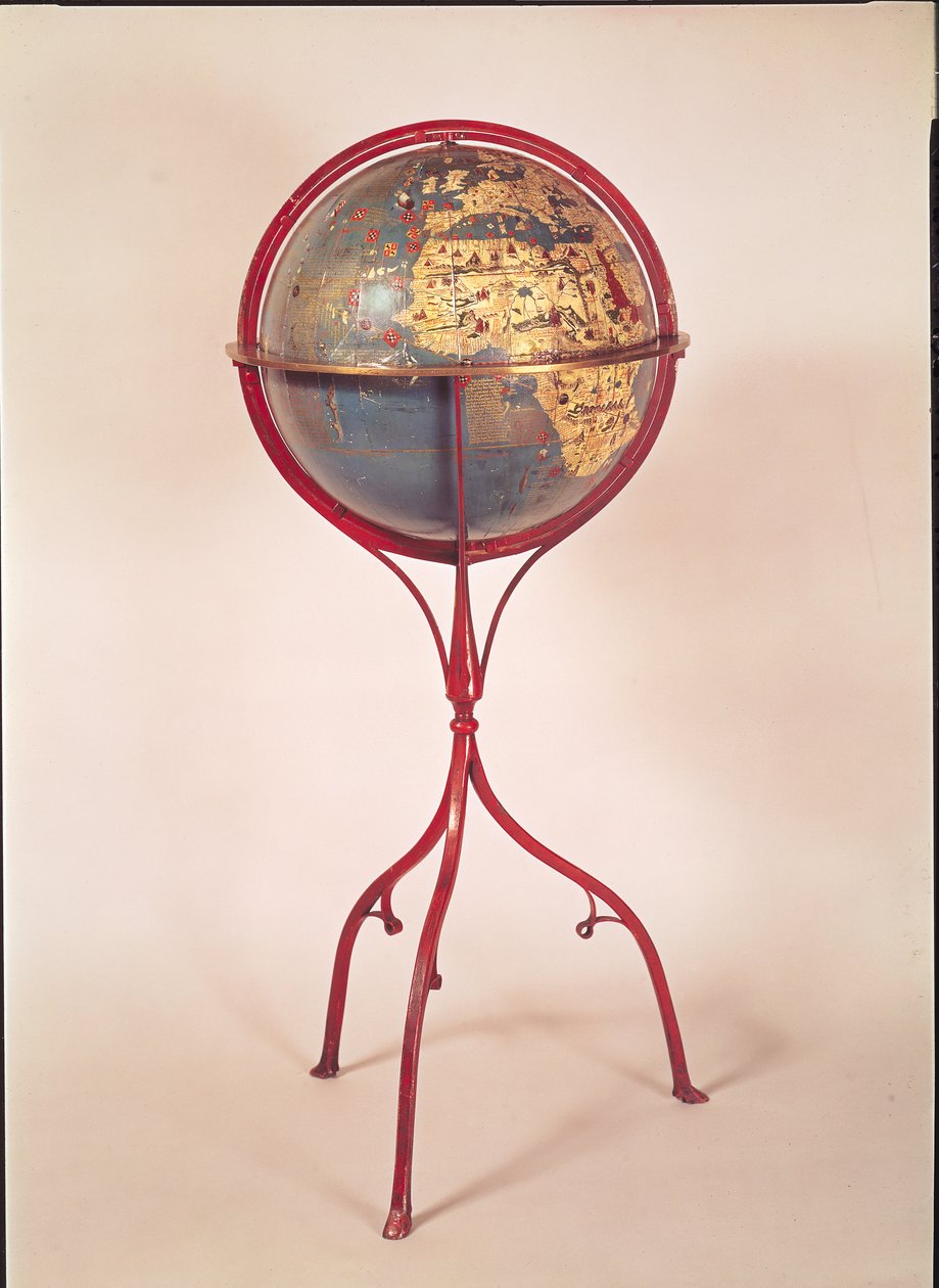 Terrestrial Globe, som viser Det indiske hav, laget i Nürnberg, 1492 (se også 158163 og 158166) av Martin Behaim