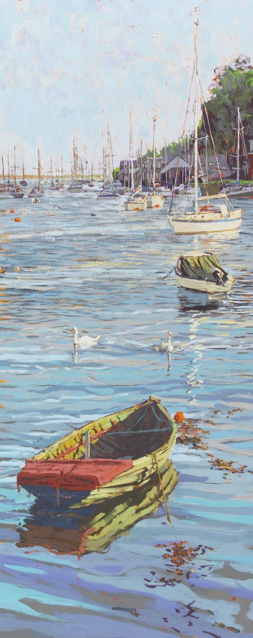 The Old and the New (Portmadoc, North Wales) 2006 (gouache om bord) av Martin Decent